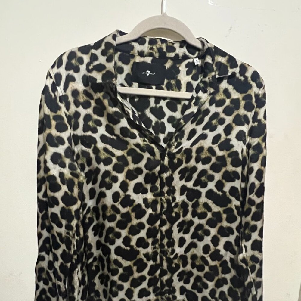 Silk Button-Up Shirt in Leopard